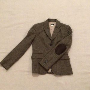 J Crew Wool Houndstooth Elbow Jacket